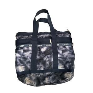 LeSportsac Women's Black Gray Tie Dye Weekender Lightweight Travel Tote Bag
